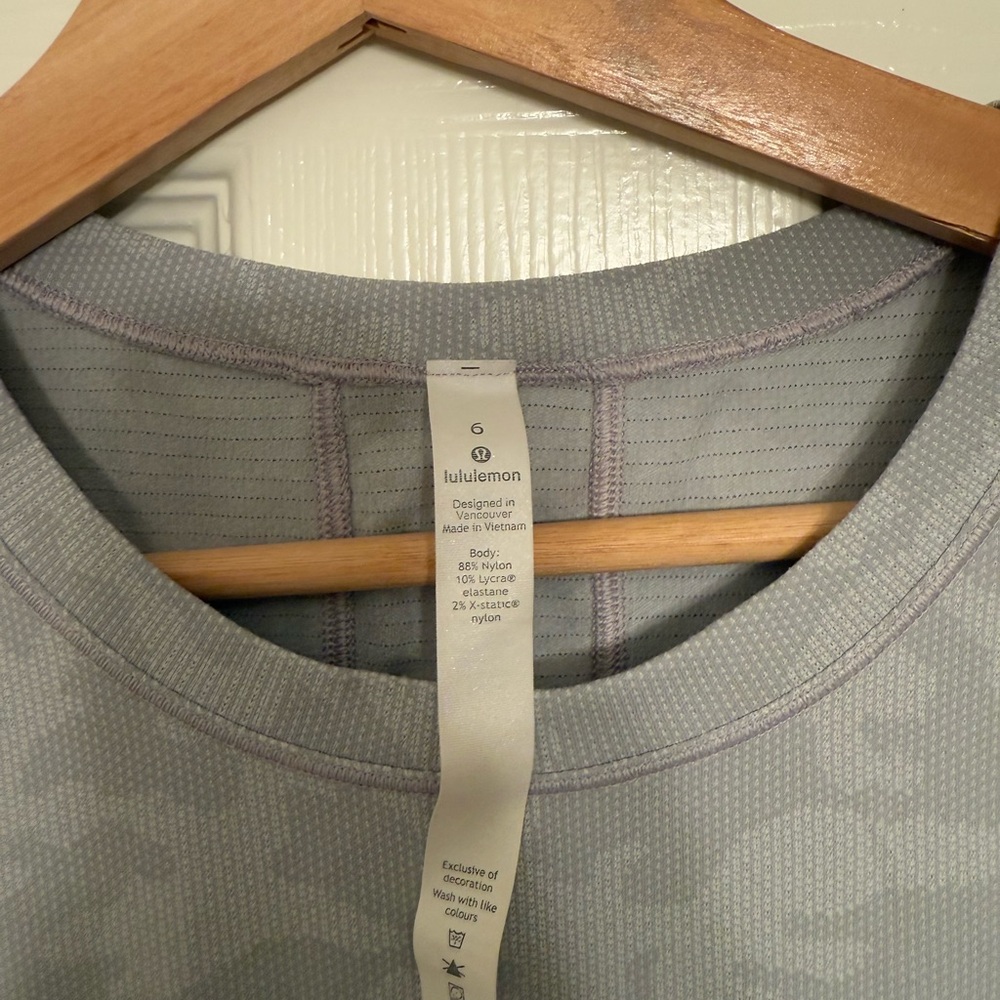 Lululemon Long Distance Short Sleeve Incognito Camo SSL Silver Drop Alpine White - Picture 5 of 8